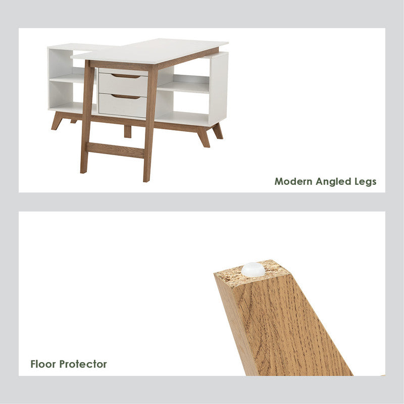 Throsby Office Desk, Oak and White 145cm