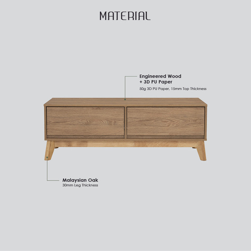 Hirado Solid Wood Coffee Table — Low Profile Modern Centrepiece — Allure Home Collections