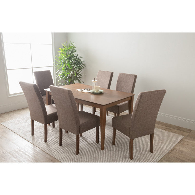 Houghton cocoa oak and vinyl dining set in a modern dining room