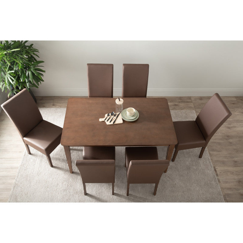 Houghton 7 Piece Dining Set, Cocoa Oak and Vinyl