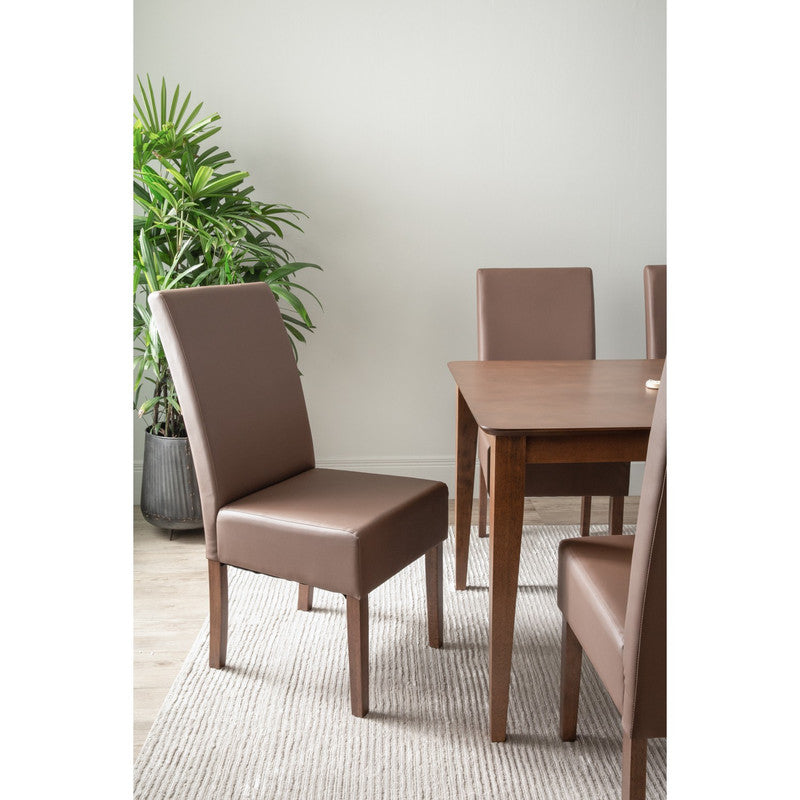Houghton 7 Piece Dining Set, Cocoa Oak and Vinyl