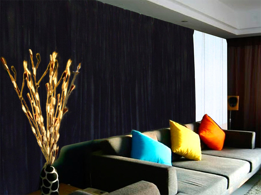 Elegant Black Velvet Pinch Pleat Curtains — Pair 600 x 230cm — Allure Home Collections