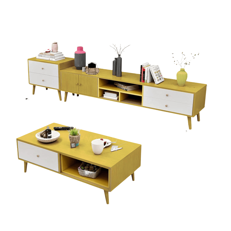 NNECN Modern TV Stand, Side Table and Coffee Table Package — 3-Piece Living Room Set — Allure Home Collections