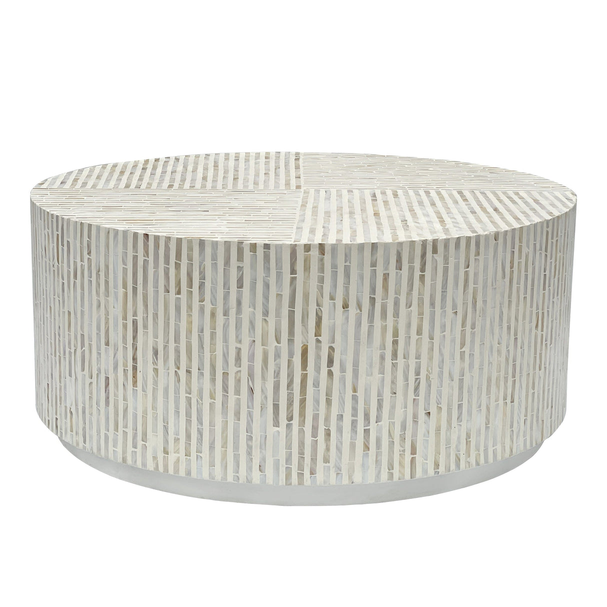 Diamond Creek mother of pearl coffee table in a modern living room