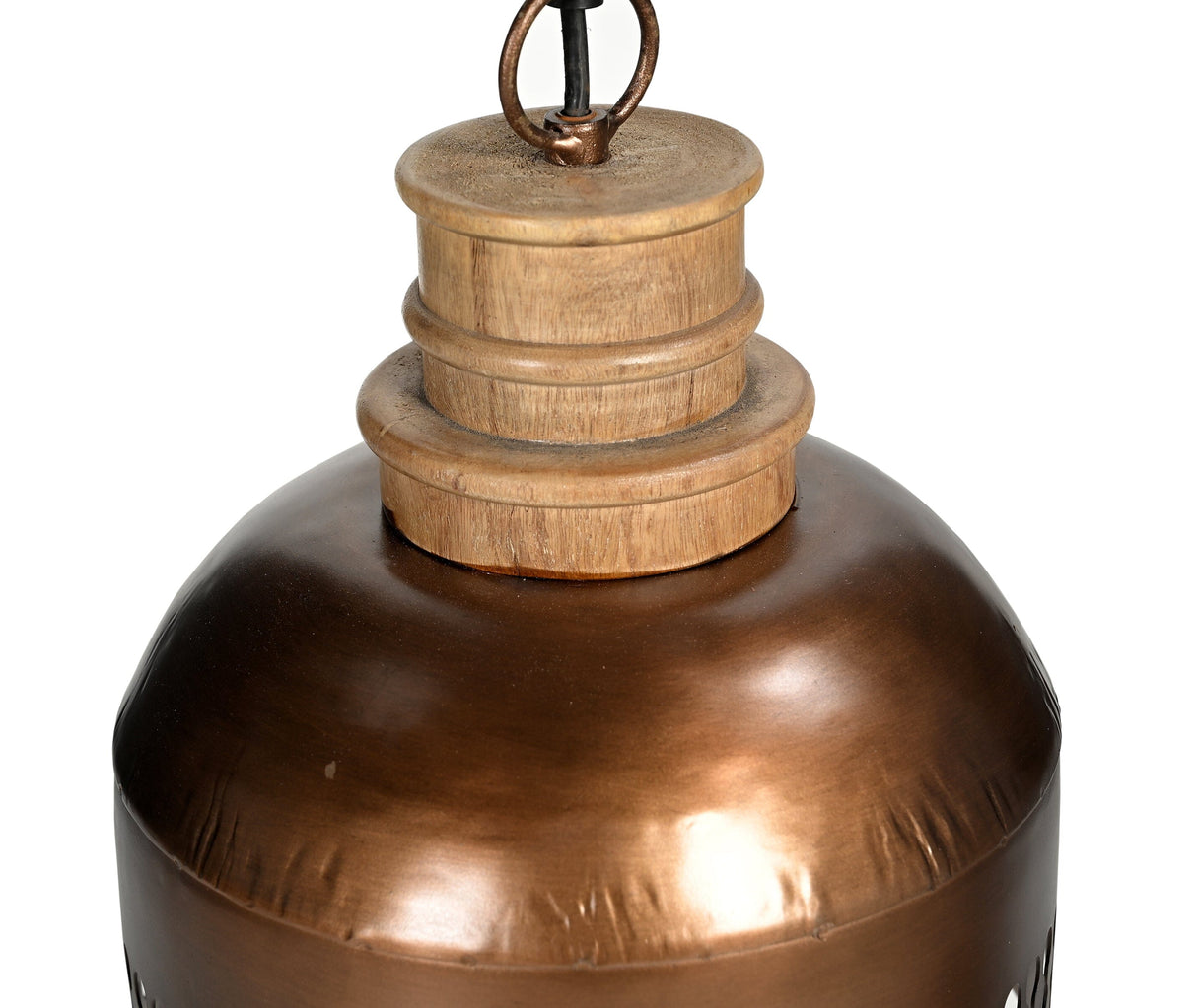 Copper Cut-Out and Wood Lampshade — Artistic Shadow-Casting Pendant — Allure Home Collections