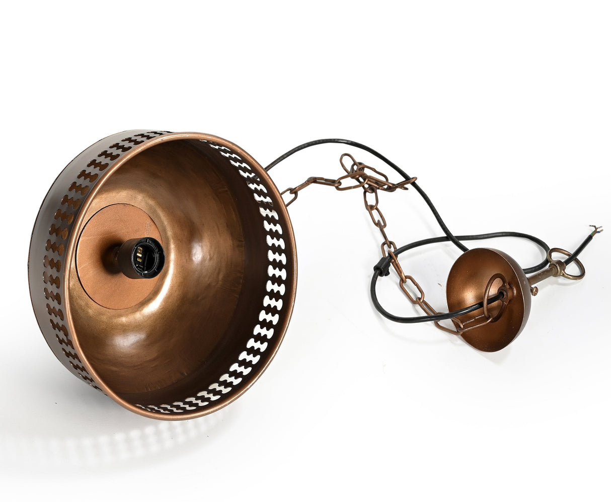 Copper Cut-Out and Wood Lampshade — Artistic Shadow-Casting Pendant — Allure Home Collections