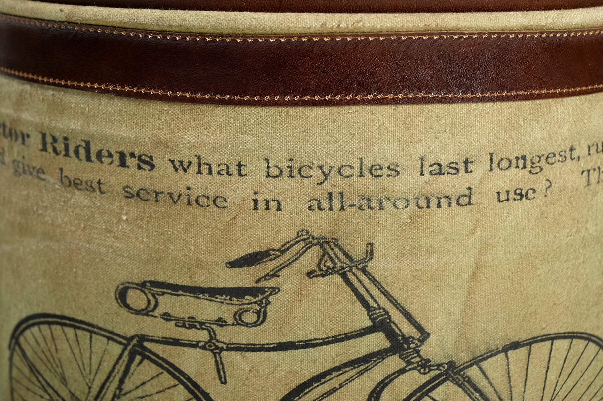 Cylindrical Bicycle Ottoman Conversation Piece Inspired by 1860s Bicycle History — Allure Home Collections