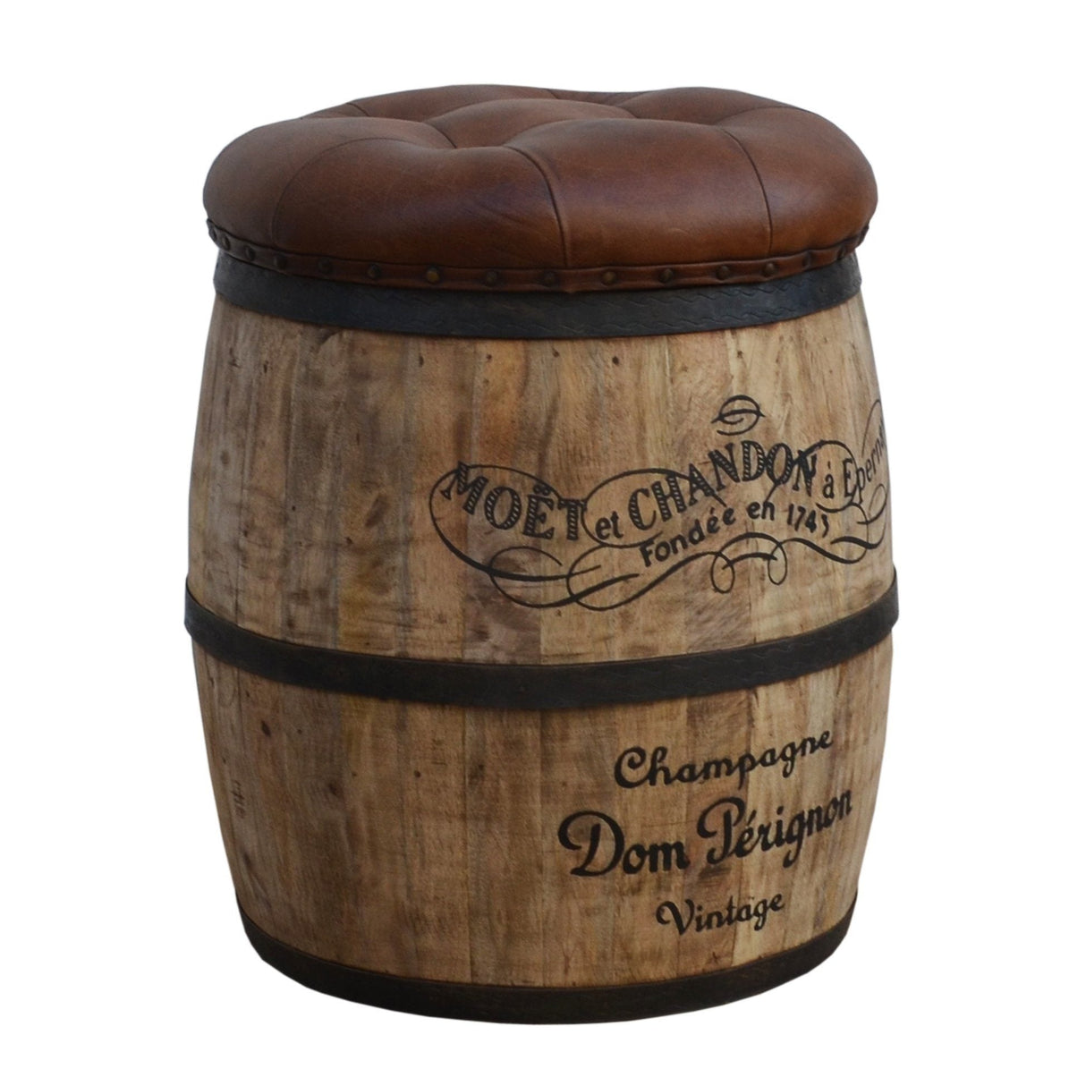 Cylindrical Moet Chandon Leather Ottoman