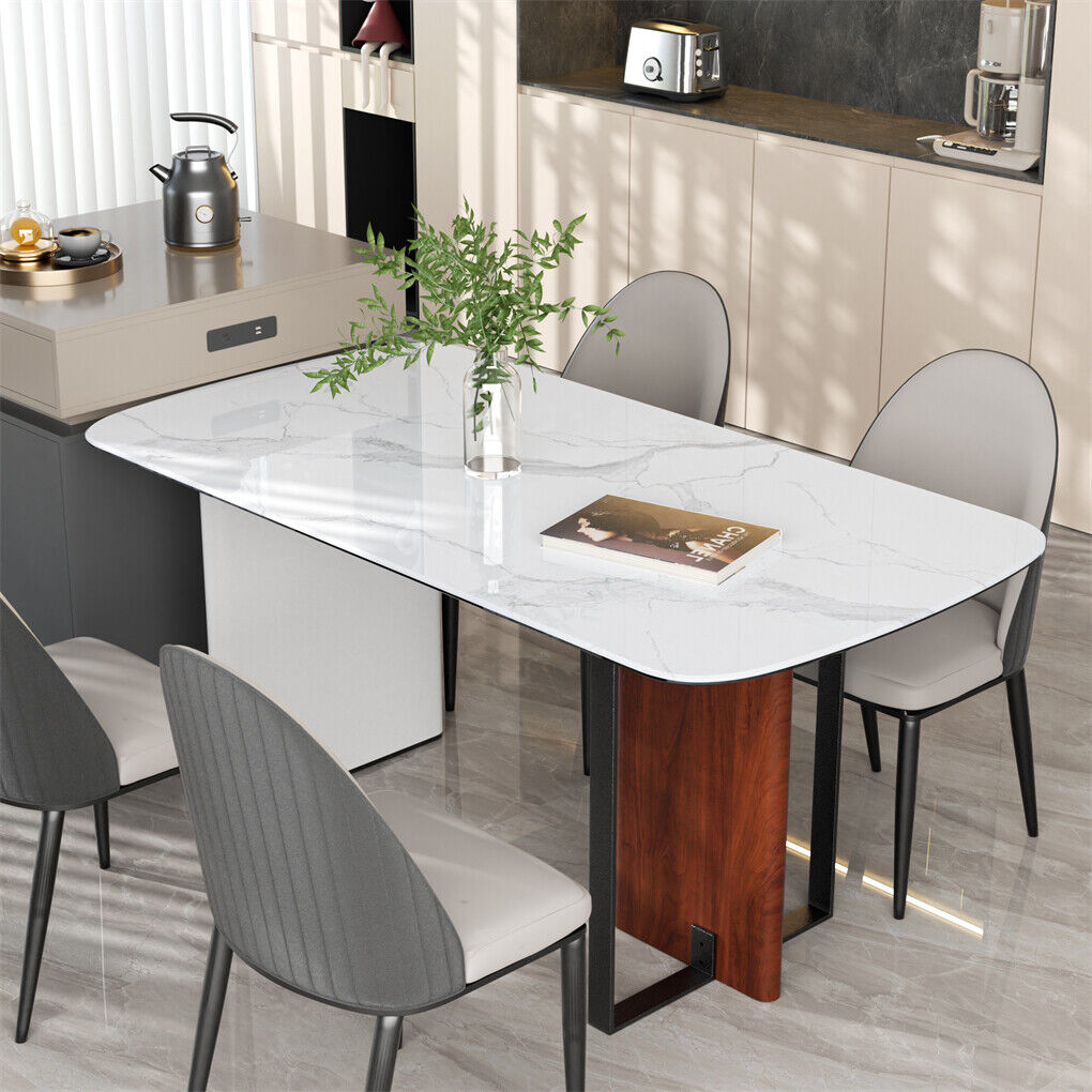 Hilltown rectangular dining table in white and walnut