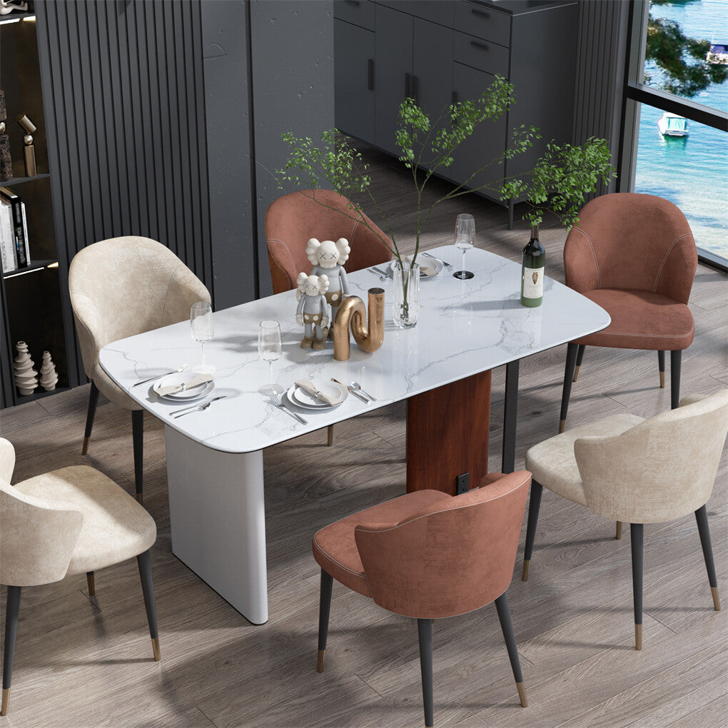 Hilltown rectangular dining table in white and walnut