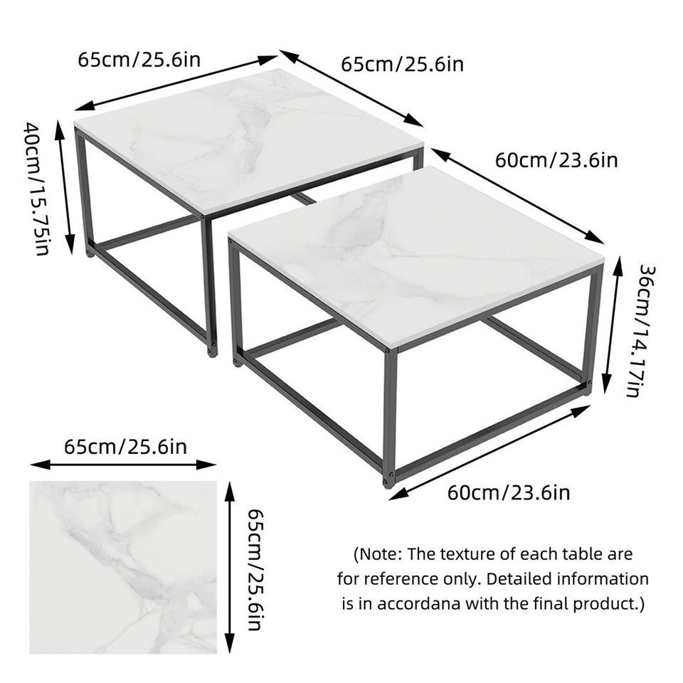 Cottles Bridge Nesting Coffee Table 2pcs, White and Black