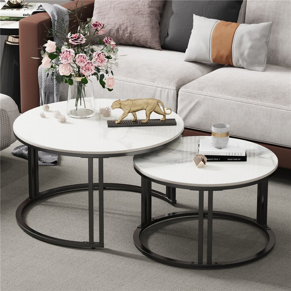 Arthurs Creek Nesting Coffee Table 2pcs, White and Black