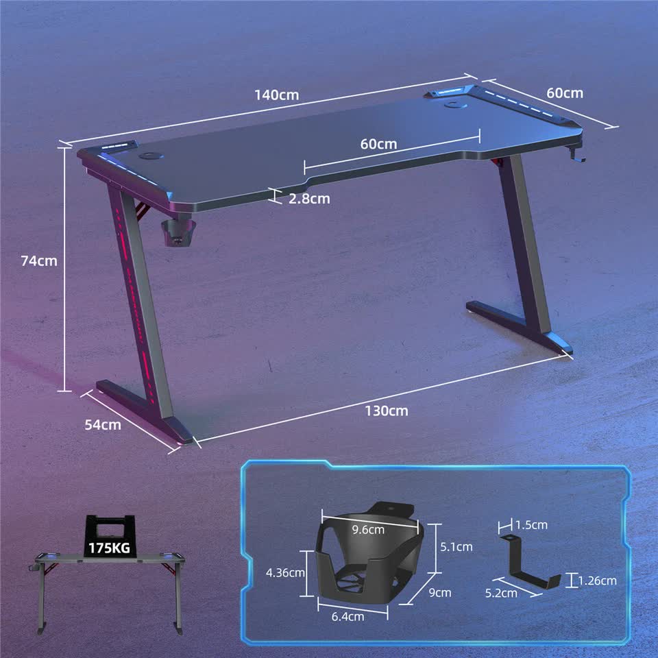 Moncrieff Gaming Desk, Black 140cm