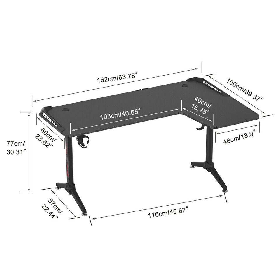 Fisher Gaming Desk, Black 160cm view 8