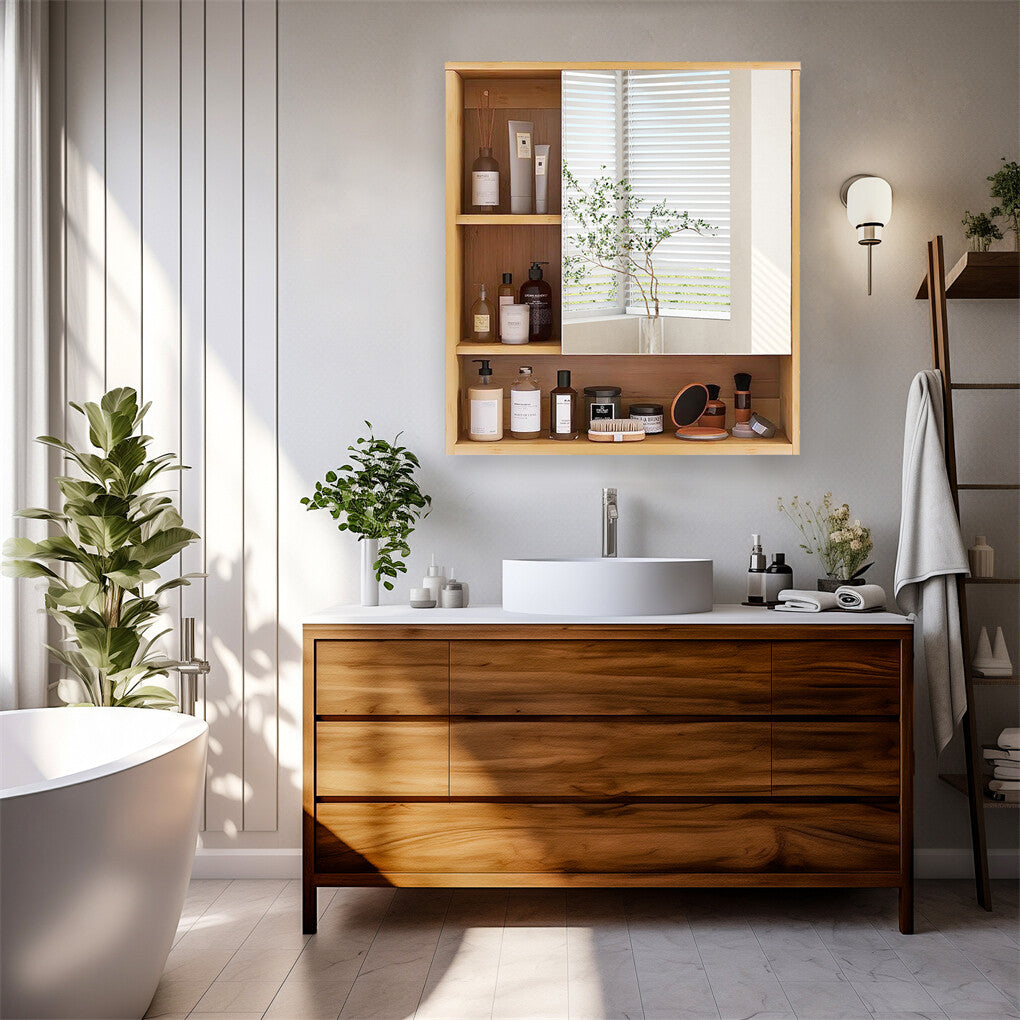 Wrattonbully 555mm Mirror Cabinet, Natural