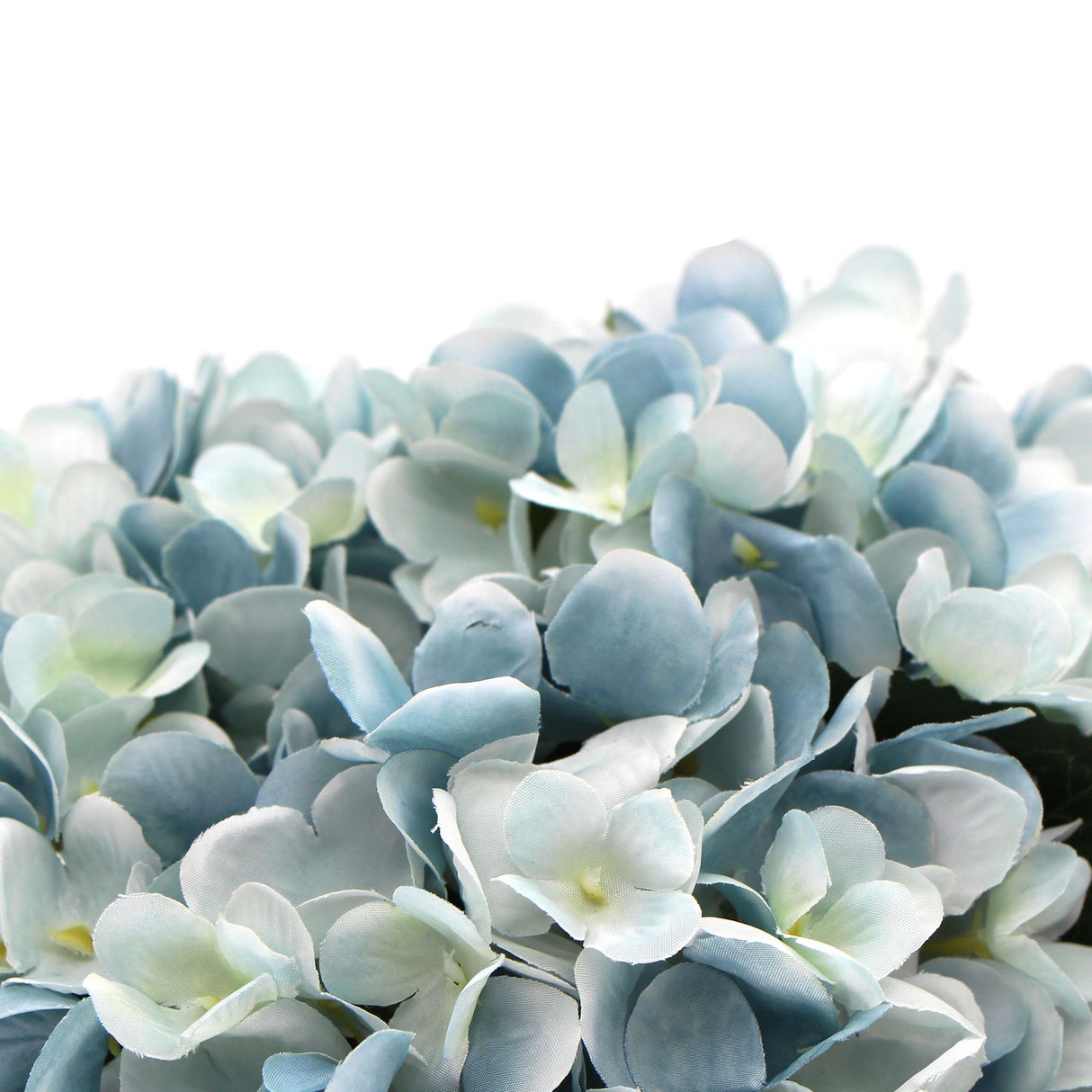 Premium faux hydrangea glass vase base and stem detail — Allure Home Collections