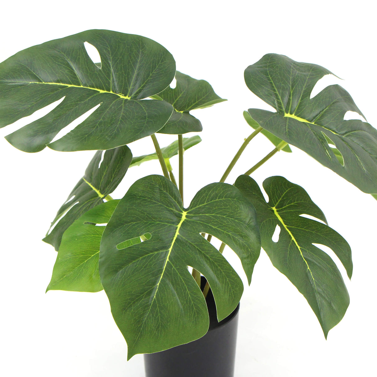 Artificial philodendron real-touch leaf close-up showing split leaf texture — Allure Home Collections