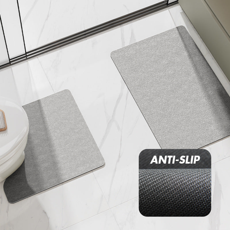 Green U shaped microfibre toilet mat 50 x 50 cm fitted around a toilet base