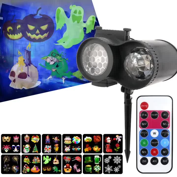 Outdoor dual-tube LED projection light casting a water-ripple effect