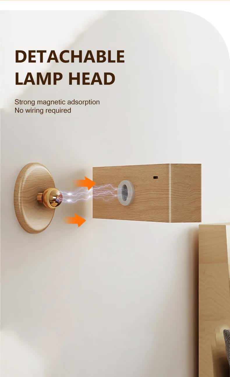 Touch-Control Dimmable Wooden LED Wall Light