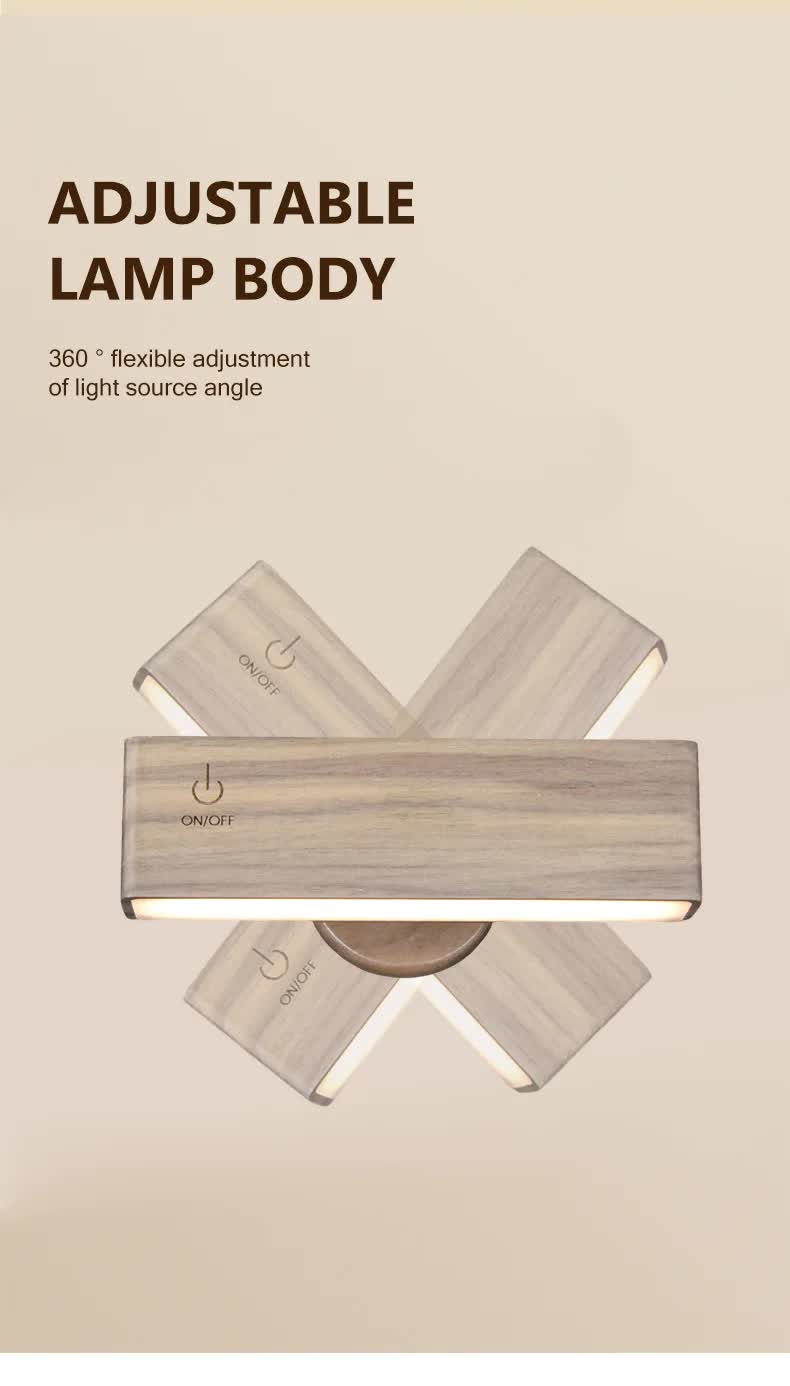 Touch-Control Dimmable Wooden LED Wall Light