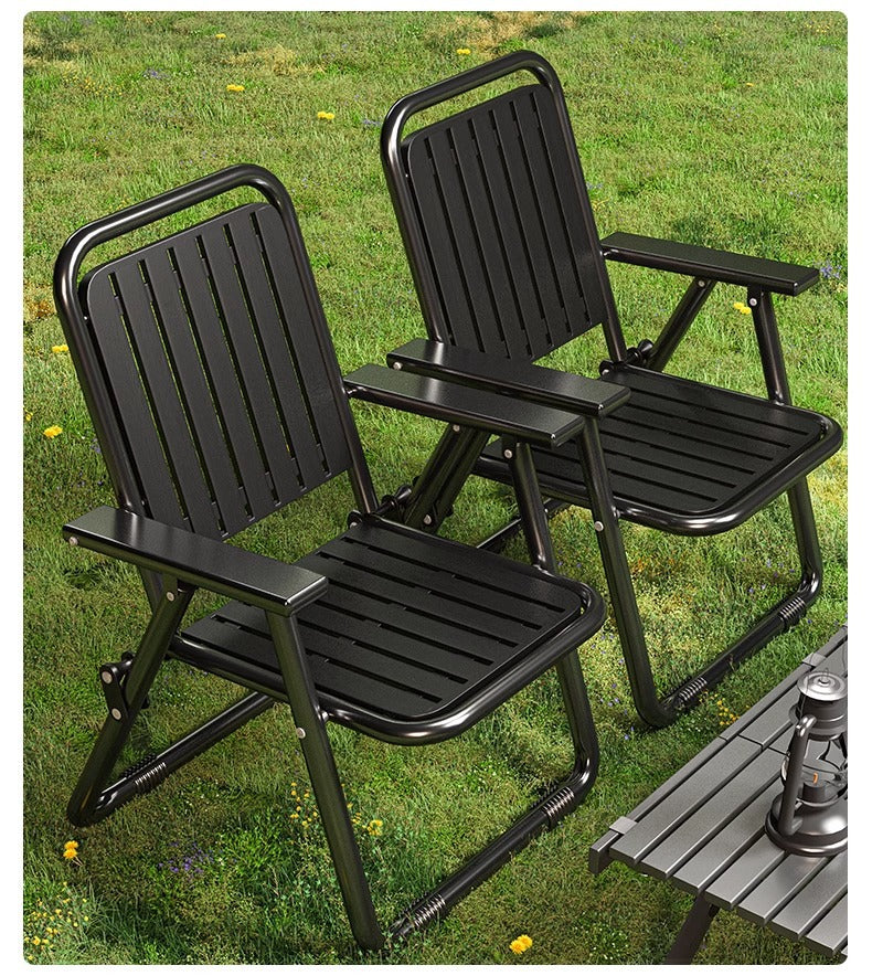 Namatjira Folding Camp Recliner Chair, Black