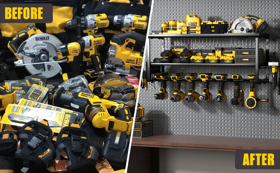 3 Tier Wall Mounted Power Tool Organiser Rack tool hooks