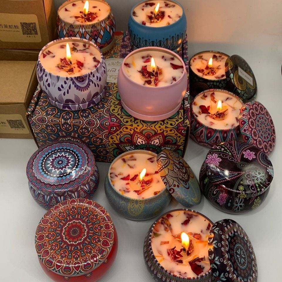 Small Scented Candle Set - 4 Soy Wax Candles, Travel Candle Set (Osmanthus)