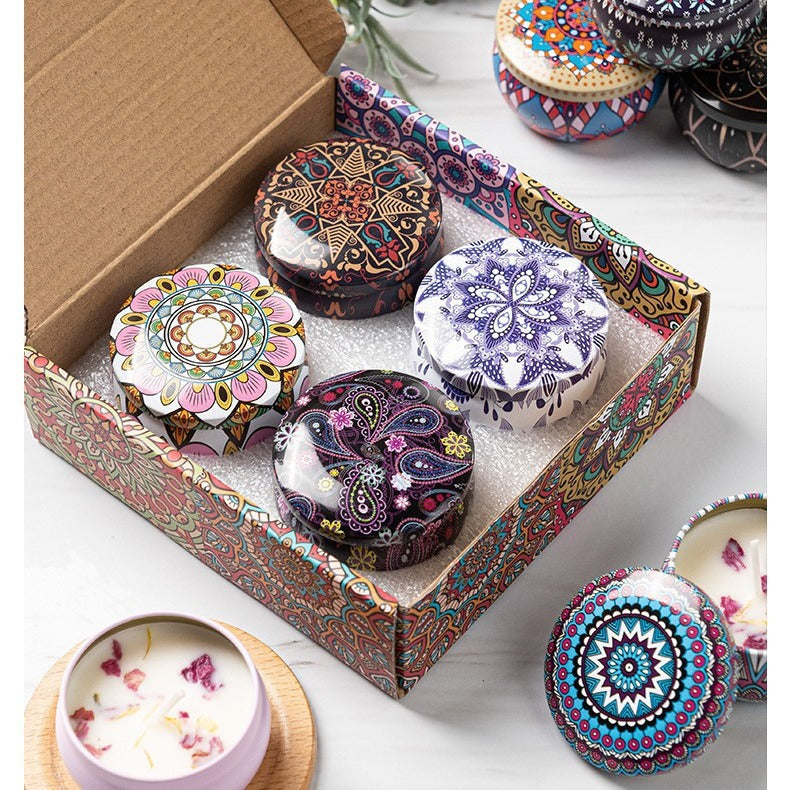 Small Scented Candle Set - 4 Soy Wax Candles, Travel Candle Set (Black Cherry)