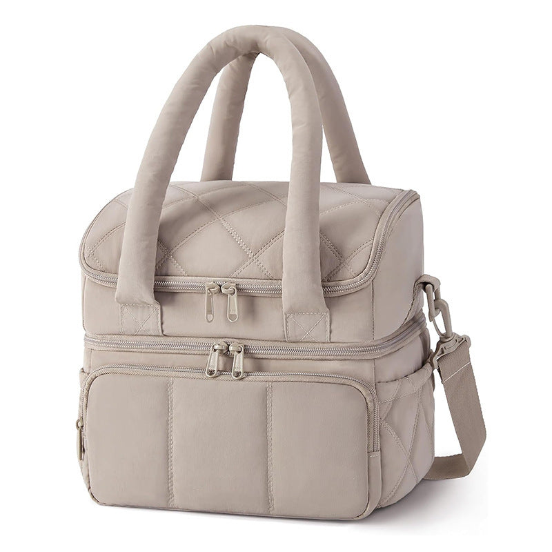 Issigeac double deck leakproof insulated lunch bag in brown with shoulder strap