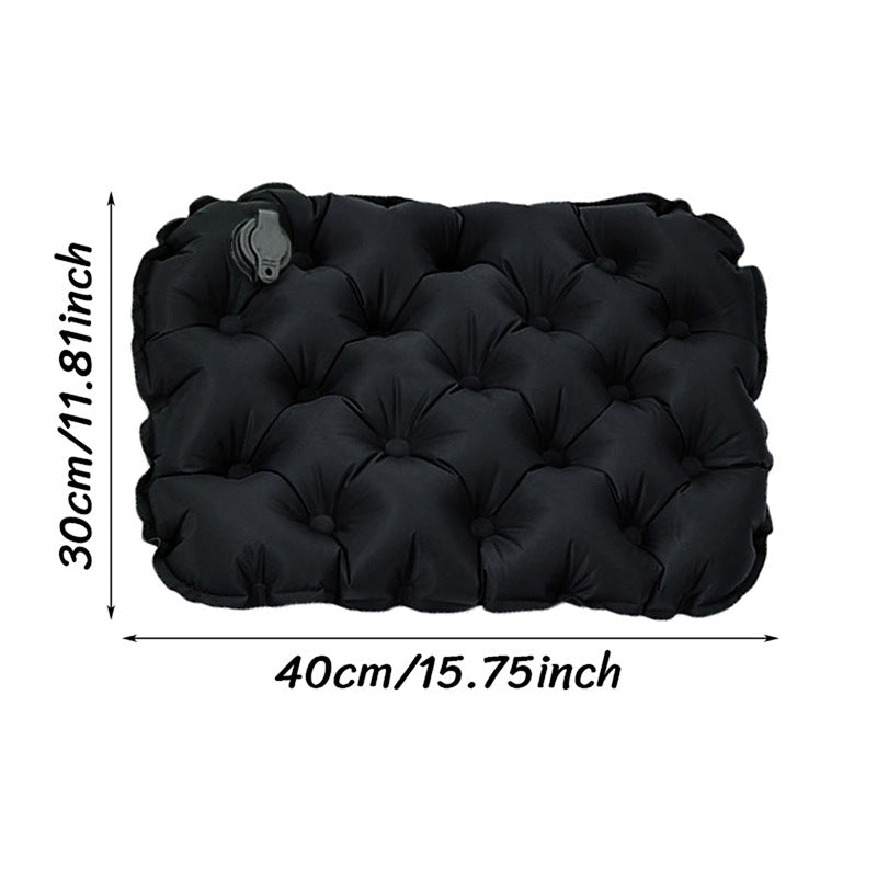 Olive black inflatable seat cushion for camping and hiking