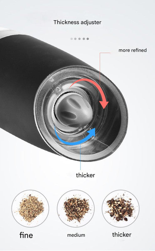 Enna Salt and Pepper Grinder Set, Electric Gravity, LED Light, Silver, 2pcs