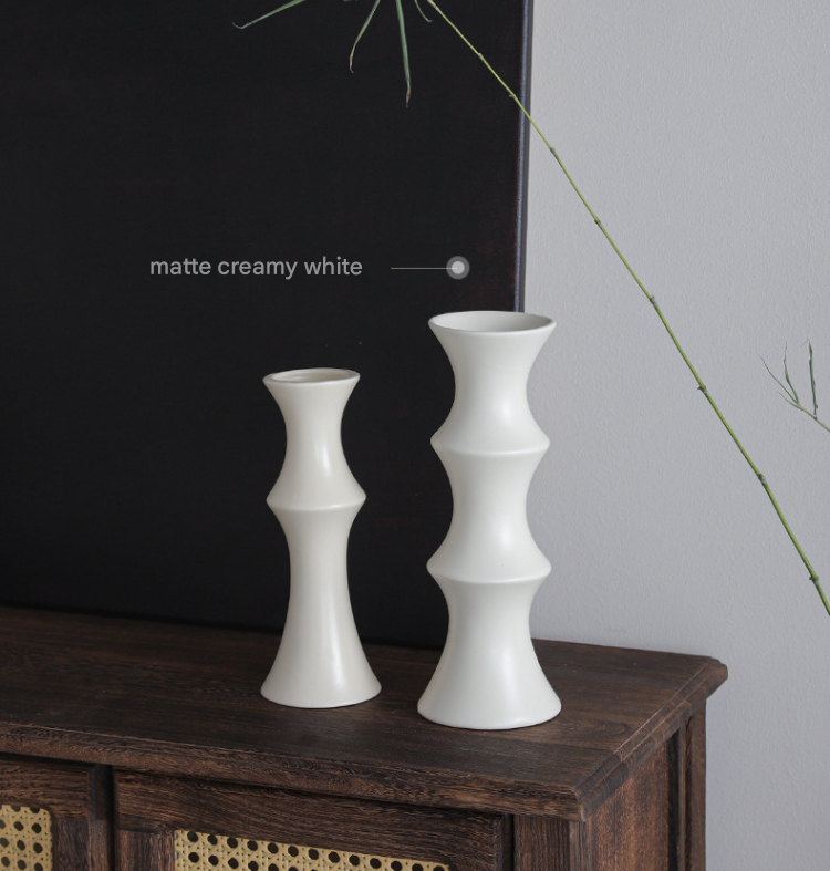 Matte white ceramic bamboo style vase