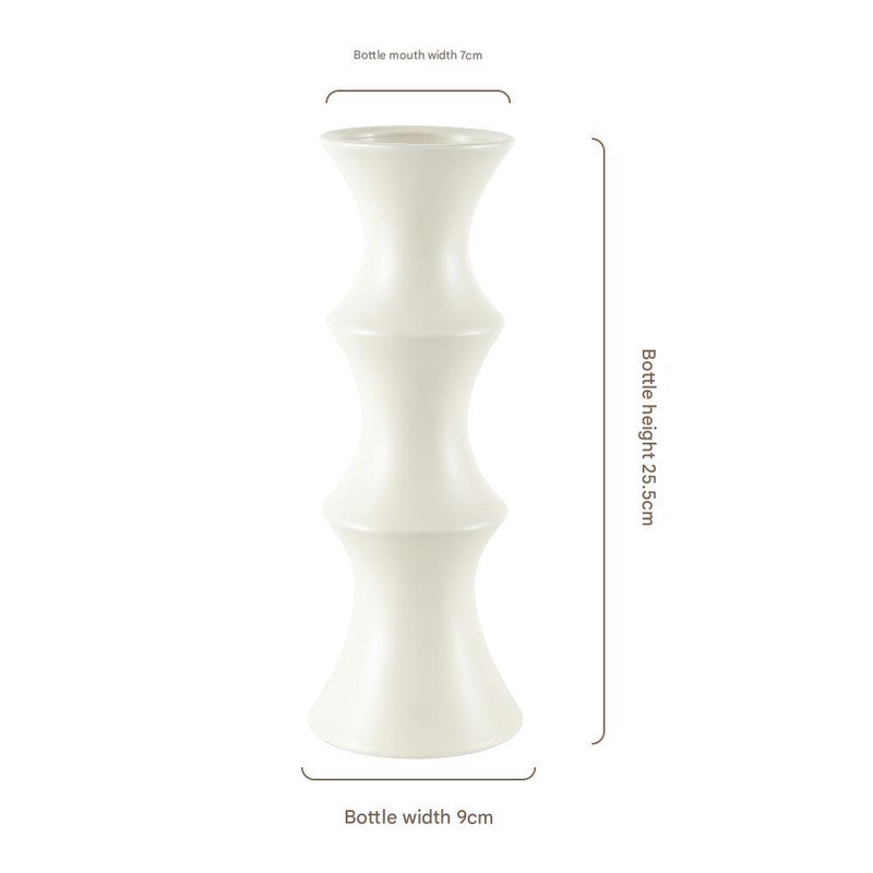 Matte white ceramic bamboo style vase