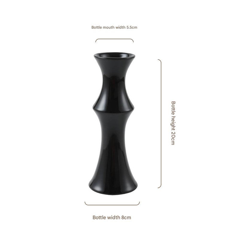 Black ceramic bamboo style vase