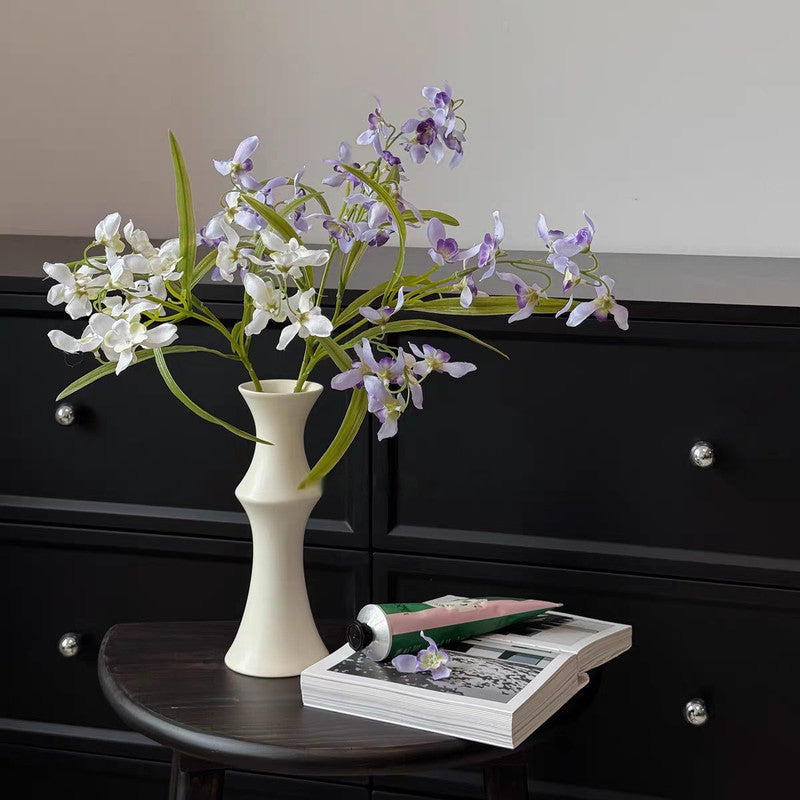 Matte white ceramic bamboo style vase
