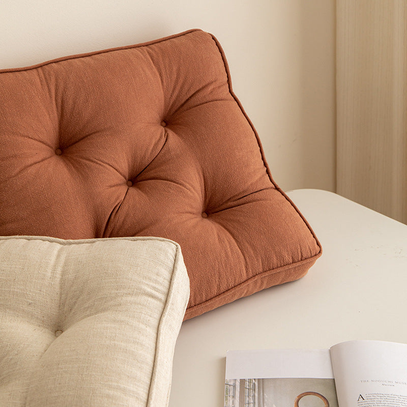 Thick Tufted Seat Cushion Chair Pad with Ties — Cotton Linen Blend — Allure Home Collections