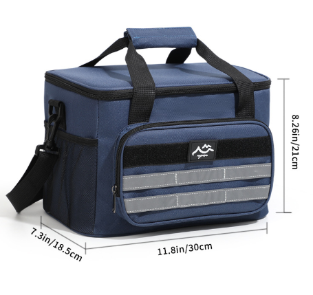 Limeuil large insulated cooler bag in navy blue with detachable shoulder strap