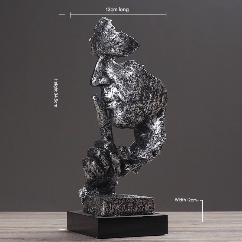 Silver abstract silence figure resin sculpture