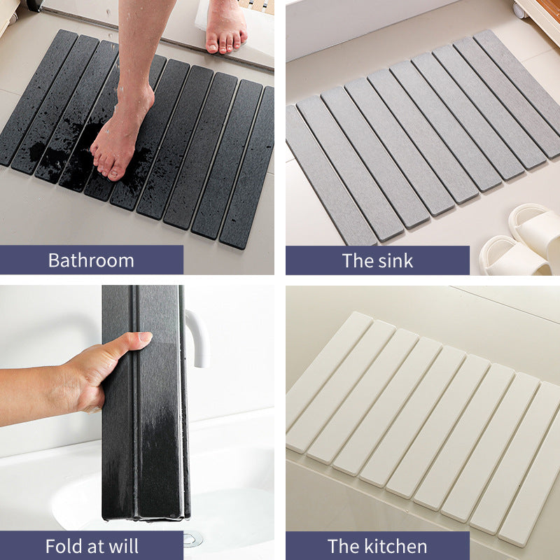 Collapsible Diatom Bath Mat, Dark Grey 60x39cm