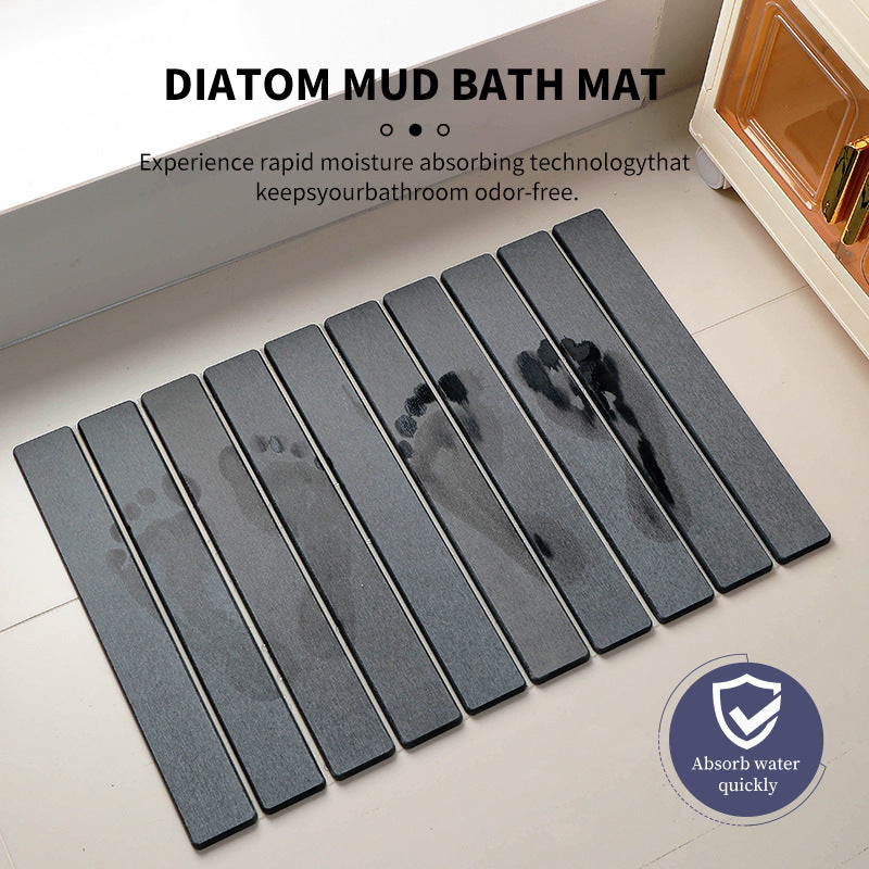 Collapsible Diatom Bath Mat, Light Grey 60x39cm