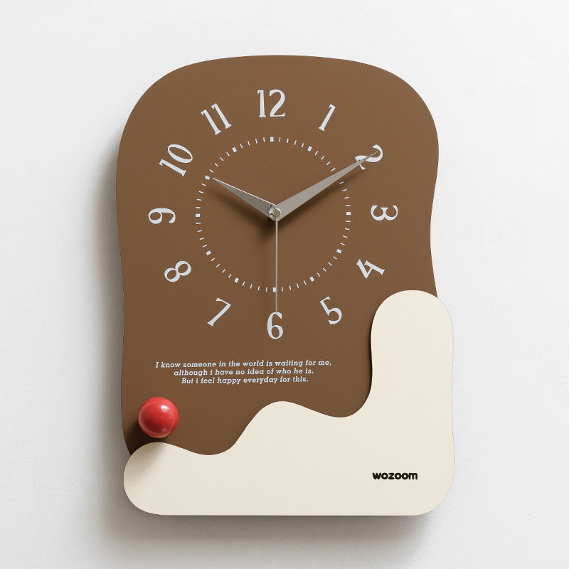 Abstract Wavy Wall Clock with Ceramic Accent — Black, Green and Brown — Allure Home Collections