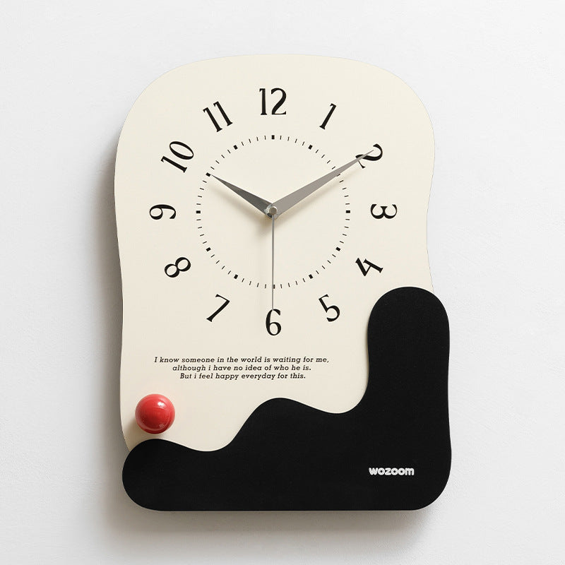 Abstract Wavy Wall Clock with Ceramic Accent — Black, Green and Brown — Allure Home Collections