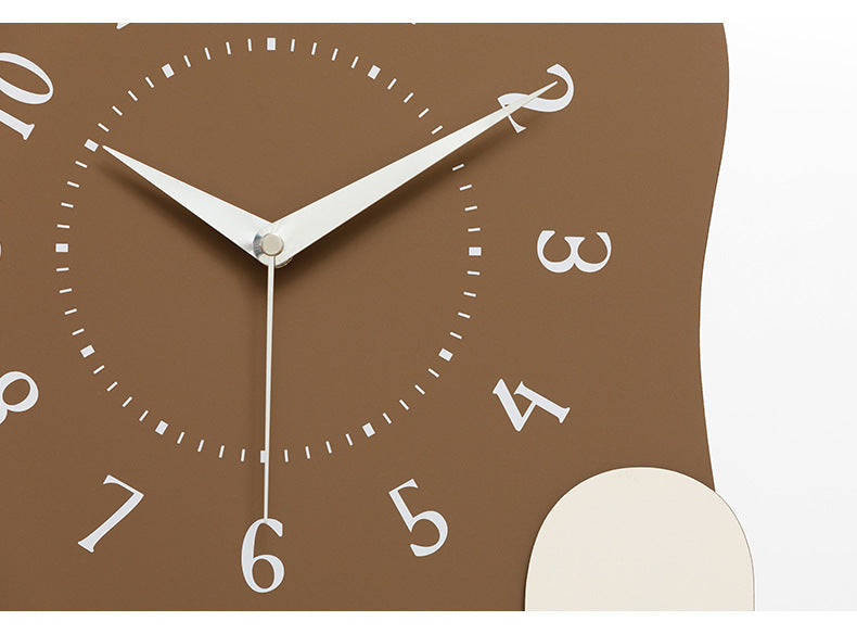 Abstract Wavy Wall Clock with Ceramic Accent — Black, Green and Brown — Allure Home Collections