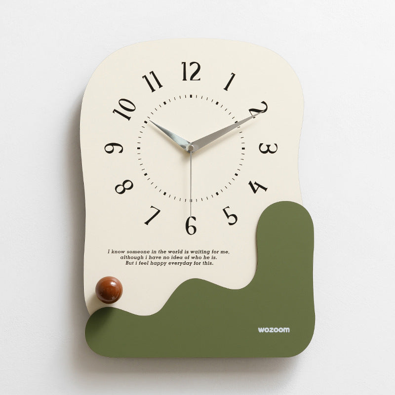 Abstract Wavy Wall Clock with Ceramic Accent — Black, Green and Brown — Allure Home Collections