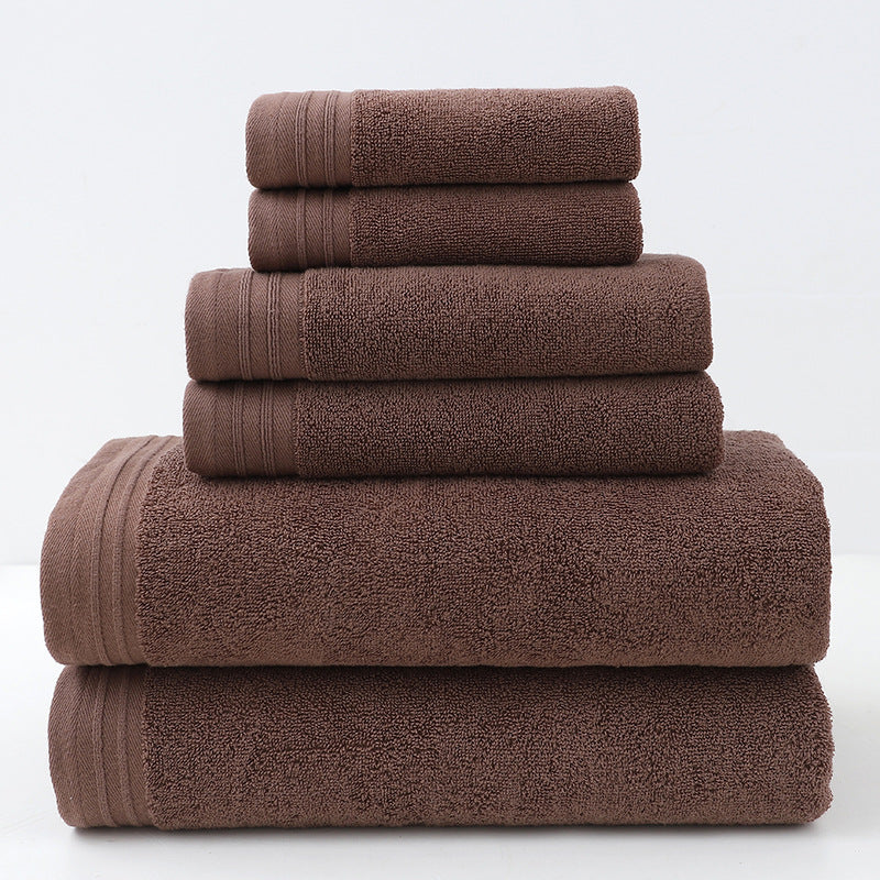 Dark brown combed cotton towel set with bath towel, hand towel and face washer