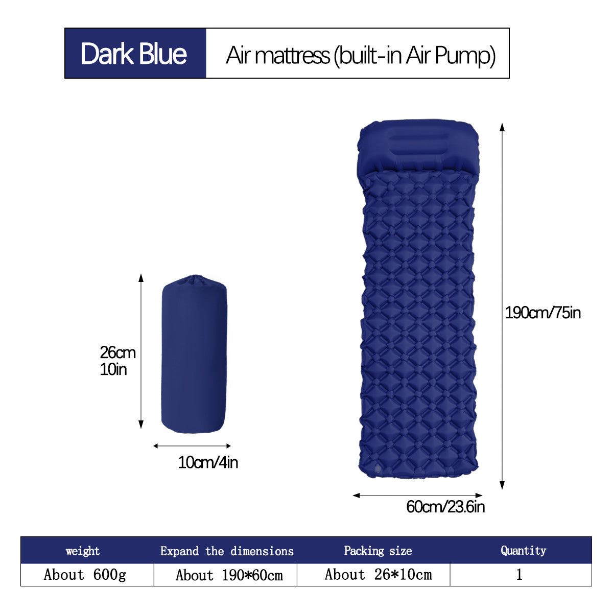 Herbert dark blue nylon ultralight inflatable camping mats
