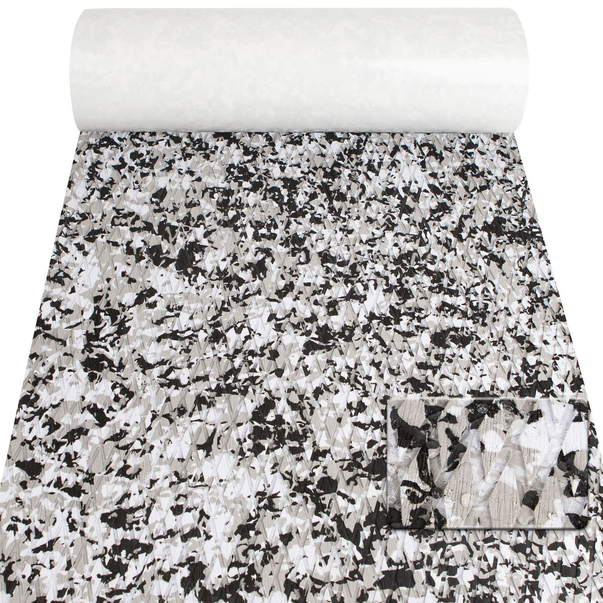 EVA boat deck mat in black and white camouflage