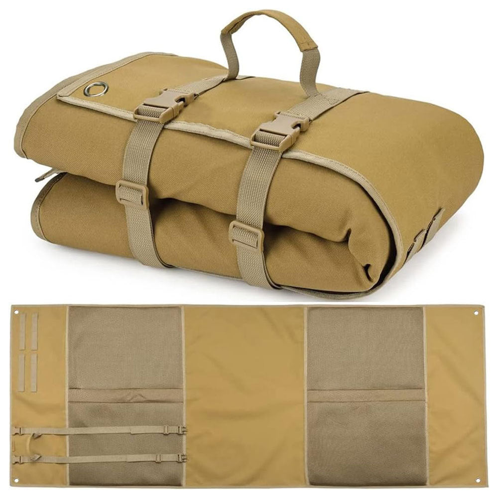 Elterwater roll up Oxford ground mat in khaki 200 x 73cm with MOLLE webbing, buckle straps and carry handle