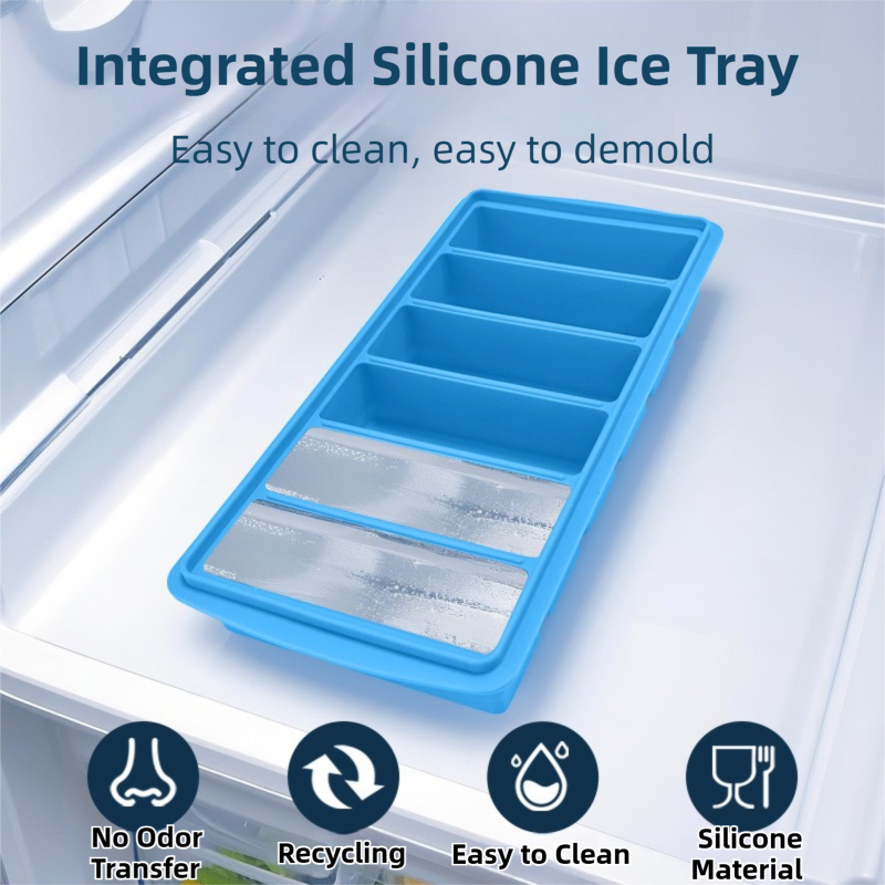 Sustenpass Long Silicone Ice Cube Tray, Grey, 2pcs